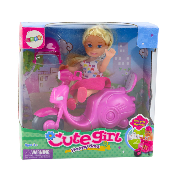 Mini Doll Set Doll Scooter Helmet Pink