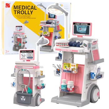 Doctor Dentist Set Medical Cart Lights Pink 26 pcs.
