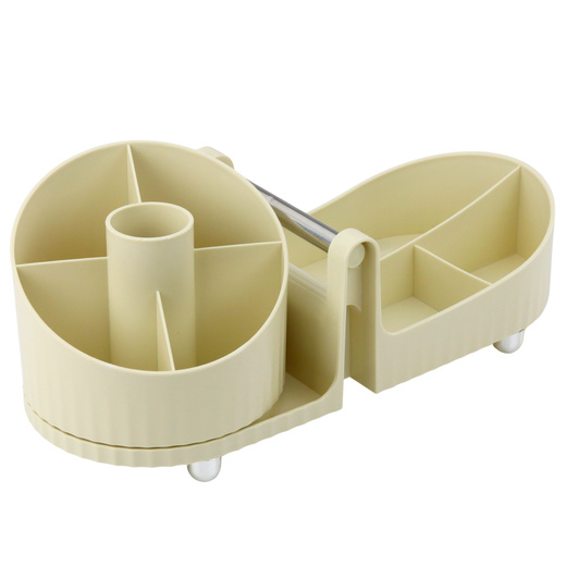 Cosmetics Organizer Office Accessories Handle Beige