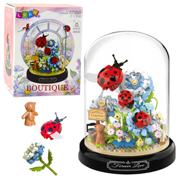 Construction Blocks Floral Composition with Ladybugs in a Dome 596 pcs.