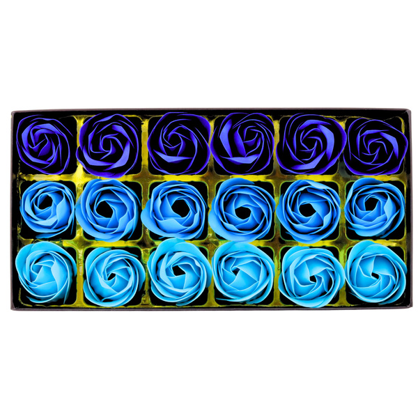 Flower Box Eternal Fragrant Roses Flowers in a Box Blue 18 pcs.