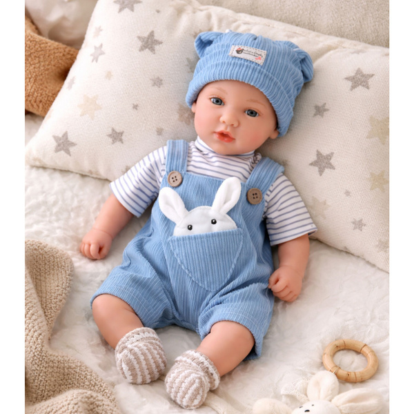 Baby Doll in Blue Bunny Outfit Accessories Sounds 39 cm
