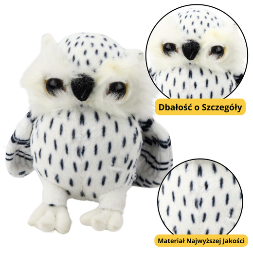 Plush Little Owl Mascot Cuddly Toy White Black Spots 15cm