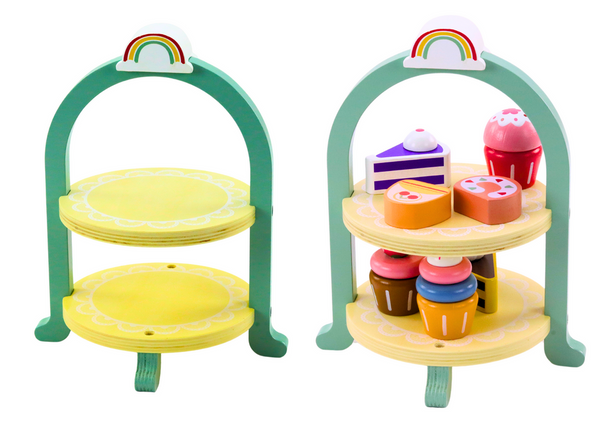 Sweets Set Cakes Cupcakes Wooden Stand