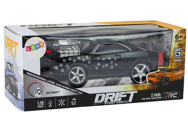 Ferngesteuertes Auto 1:18 Drift 360 Lights Sounds Schwarz