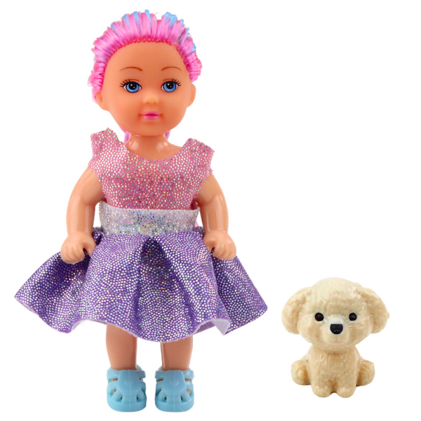 Mini Doll In Dress Set Pupil Mix 12cm