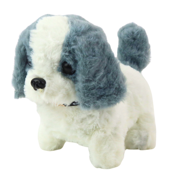 Interactive Plush Dog Walking and Barking Carrier Accessories Gray and White