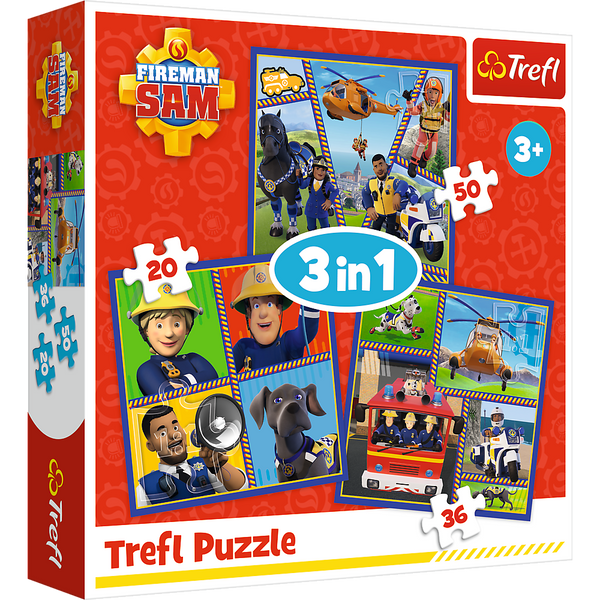 Puzzle "3in1" - Fireman Sam Day Trefl 34868