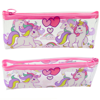 School Pencil Case for Girls Transparent Clear Unicorns