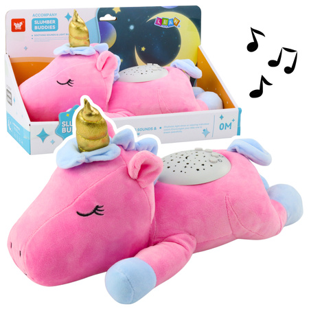 Plush Unicorn Sleeping Cuddly Toy Projector Sound Noise Pink