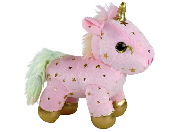 Unicorn Plush Sleeping Animal Lullaby Pink With Stars Set