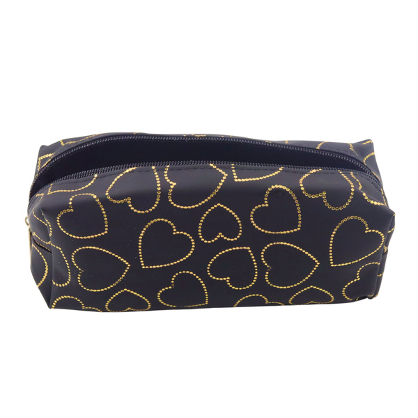 Federmäppchen mit einem Fach für Schule und Büro Golden Hearts Schwarz 20x8 cm