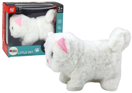 Plush Interactive Animal Kitten Walks and Meows White