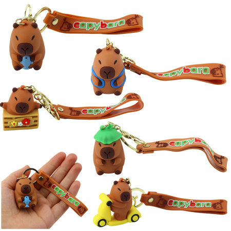 Keychain Capybara Figurine Pendant Carabiner Ring Mix