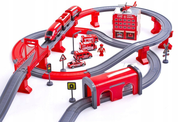 Fire Brigade Town Train Set Red 203 km/h