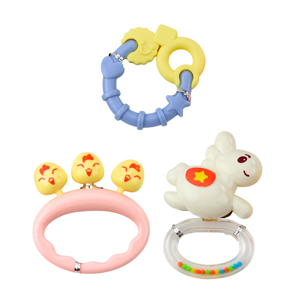 Rasseln- und Beißring-Set für Babys in Pastellfarben, 7-tlg.