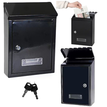Mailbox for letters, galvanized steel, black, 26.5x18.5x6.5cm