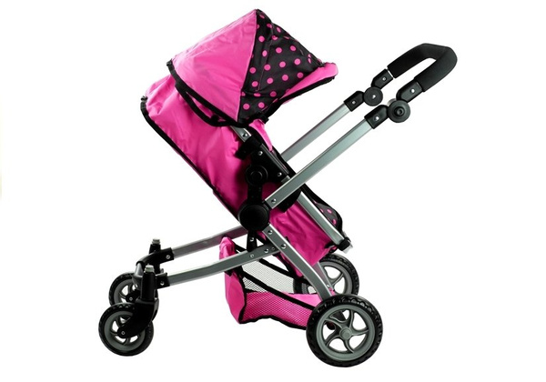 Puppenwagen Alice Kinderwagen 2in1 Puppe Babytrage Puppenkarre Wagen Rosa