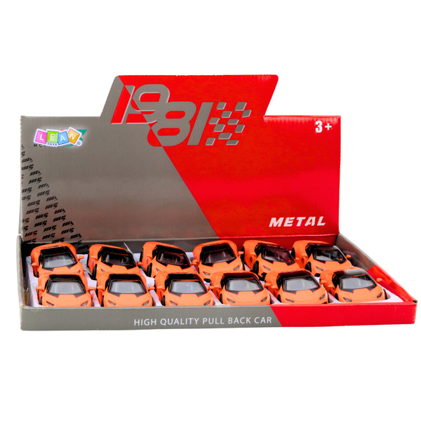 Sportwagen mit Rückziehmechanismus, Metallorange, Maßstab 1:43