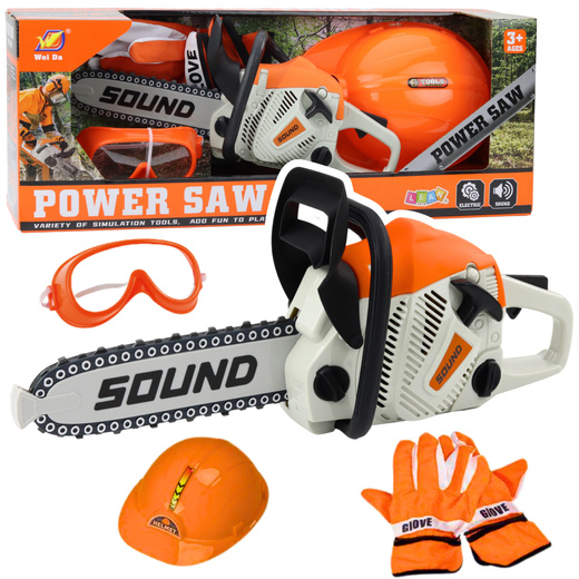 Chainsaw Helmet Glasses Gloves Sounds Set