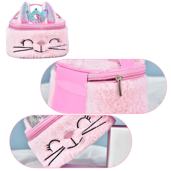 Plüsch Kinder Kosmetiktasche Hase Glitzer Rosa 20cm