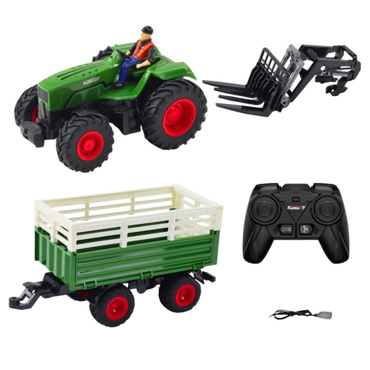 Agricultural Tractor With Trailer And Forks Remote Controlled RC 2.4G