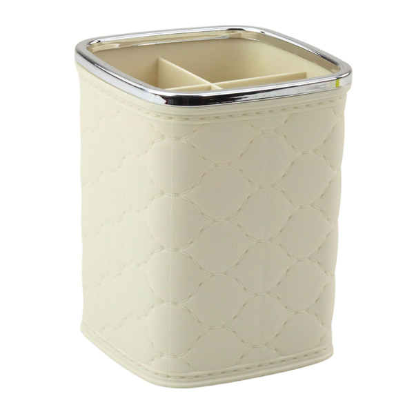 Organizer Pojemnik Na Pędzle Cztery Przegrody Biały 12 x 9,5cm