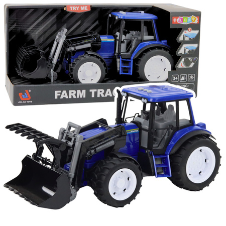 Traktor Farmerski Z Ruchomą Łyżką Światła Dźwięki Niebieski 1:10
