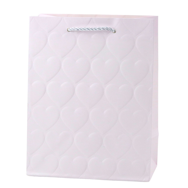 Edle Geschenktüte mit geprägten Herzen, 23 x 18 x 10,5 cm