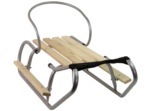 Metal Sled with backrest Strap Silver