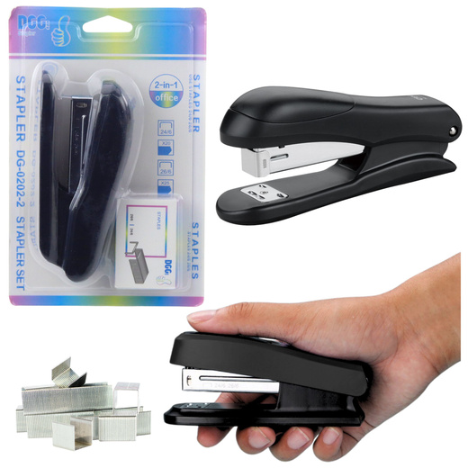 Black Office Stapler Up to 30 Sheets Set of Staples 24/6 13cm