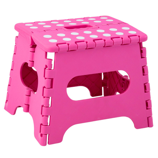 Klapphocker mit Fußstütze, rutschfest, rosa, 24 x 19 cm