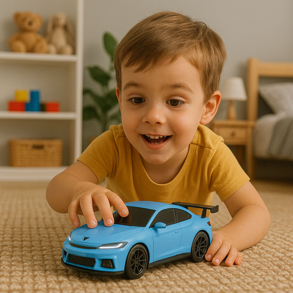 Electric Sports Car Remote Controlled Charging Station Blue