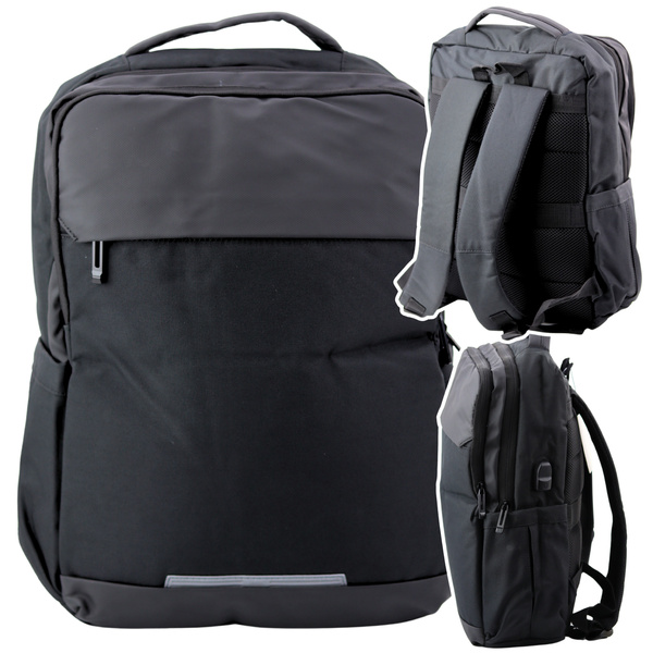 City Business Backpack USB Laptop Pocket Black 16L 45cm