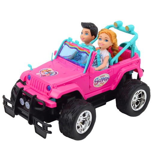 Ferngesteuertes RC-Geländeauto mit Puppen, rosa, Maßstab 1:16