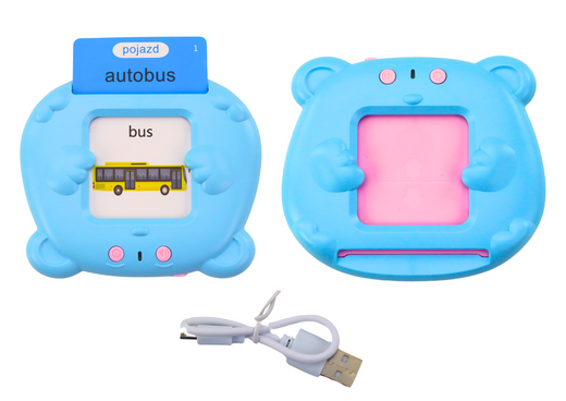 Tablet for Educational Cards Learning Polish English 224 Words Blue