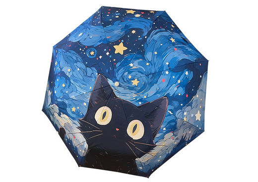Automatic Umbrella Rainproof Sunproof Cat Blue