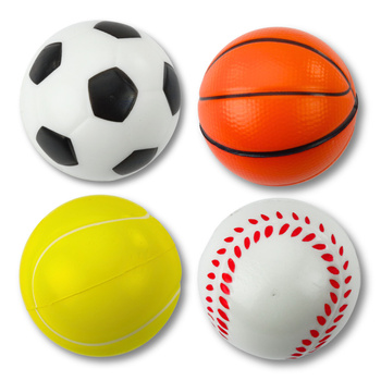Set Schaumstoff-Sportbälle zum Prellen und Werfen, 6 cm, 4 Stück.