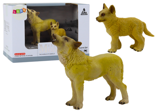 Figuren: Erwachsener Wolf 9 cm und junger Wolf 6,5 cm