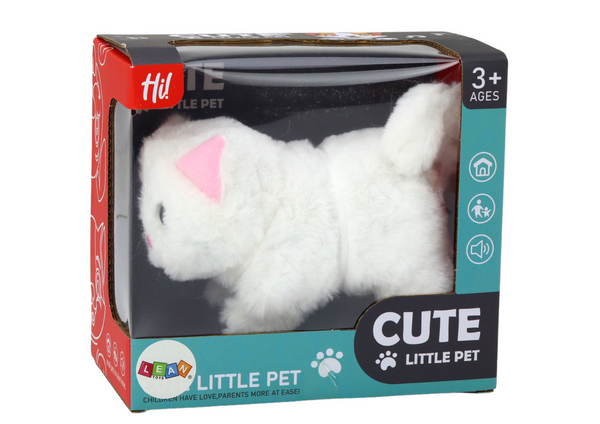 Plush Interactive Animal Kitten Walks and Meows White