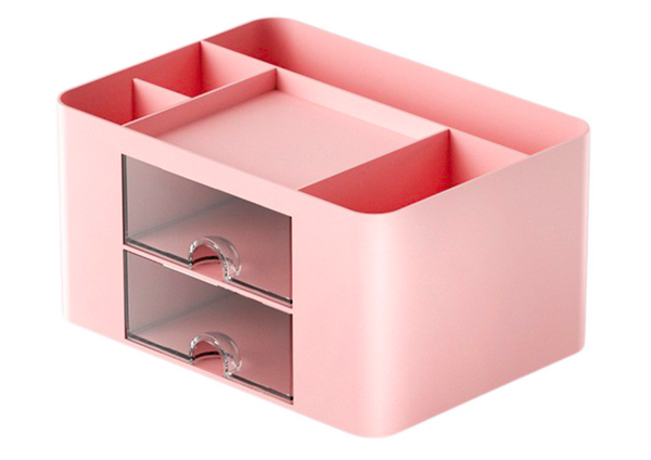 Schreibtisch-Organizer mit Schubladen, Rosa