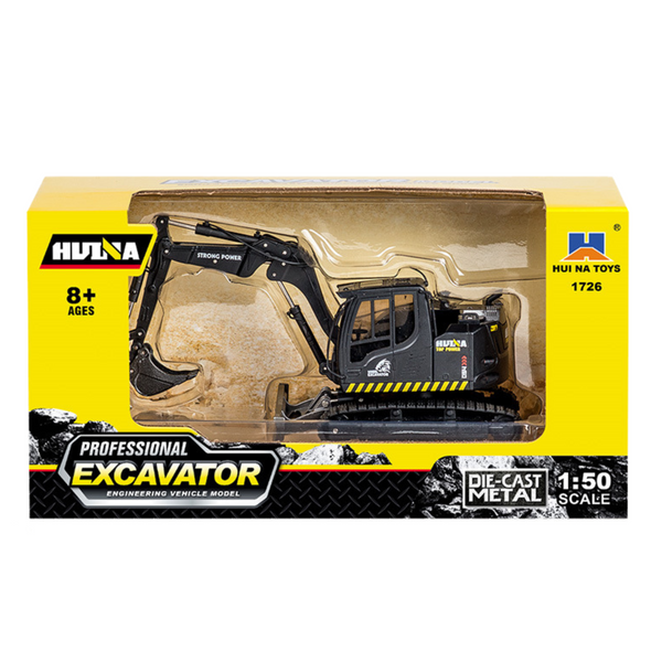 Mobilbagger mit Bulldozer Metall Huina Schwarz 1:50