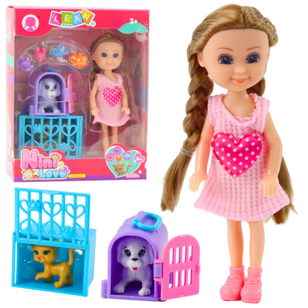 Mini Doll With Accessories Kitty Stroller Pink Doll Set