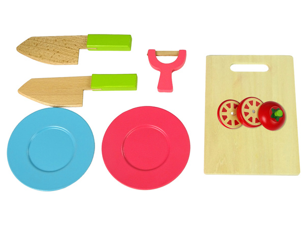 A Set Of Wooden Cutting Fruits And Vegetables On A Magnet