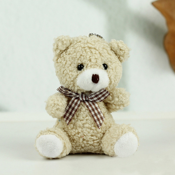 Teddy Bear Plush Keychain Pendant Decoration Beige 8cm