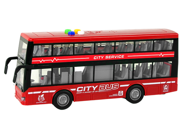 Battery Operated Double Decker Bus Lights Sounds Friction Drive Red