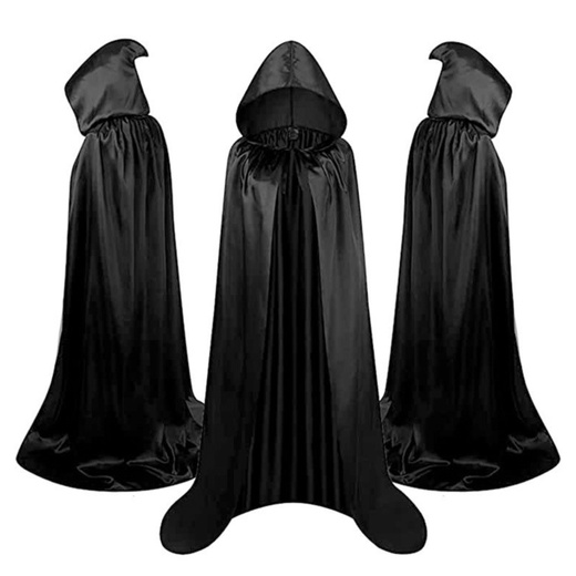 Kapuzenumhang Karneval Halloween Schwarz 160cm