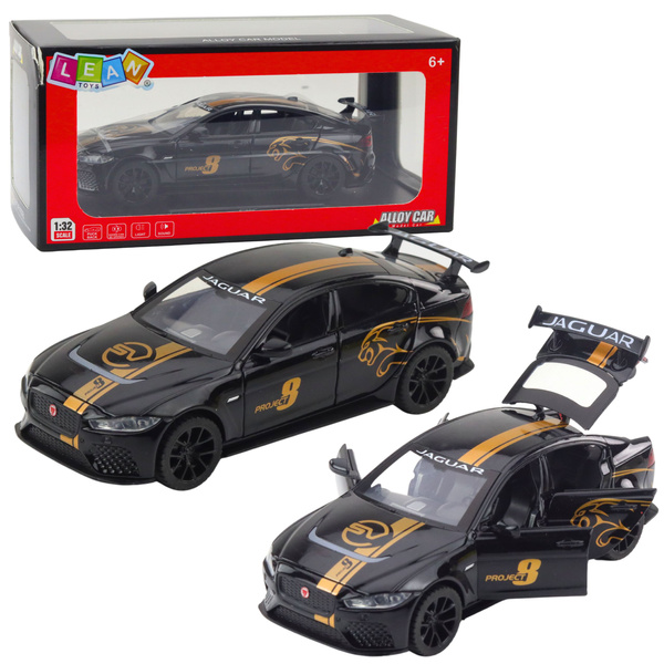 Sportwagen Metall Pullback Antrieb Lichter Geräusche Schwarz 1:32