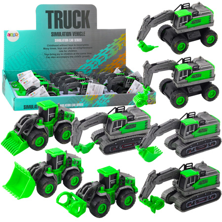 Construction Vehicle Excavator Loader Bulldozer Green Drive Mix