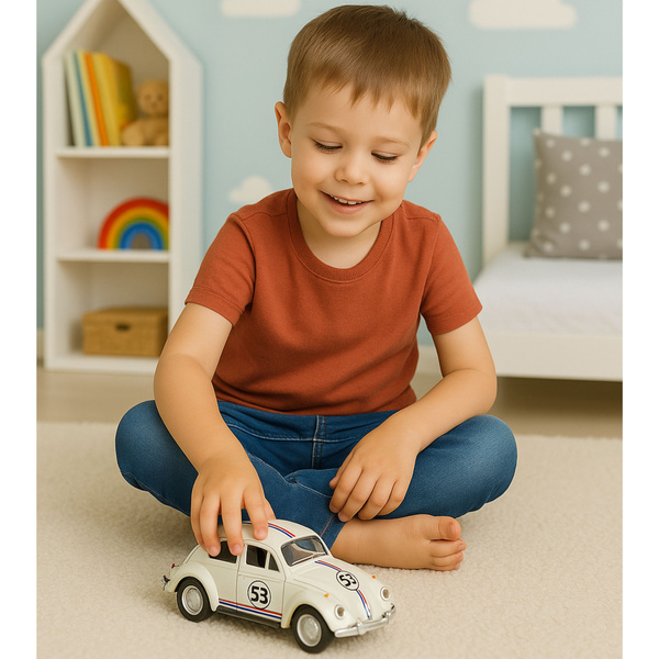 Klassischer VW Käfer, Metallantrieb, Türen zum Öffnen, Beige, Maßstab 1:32